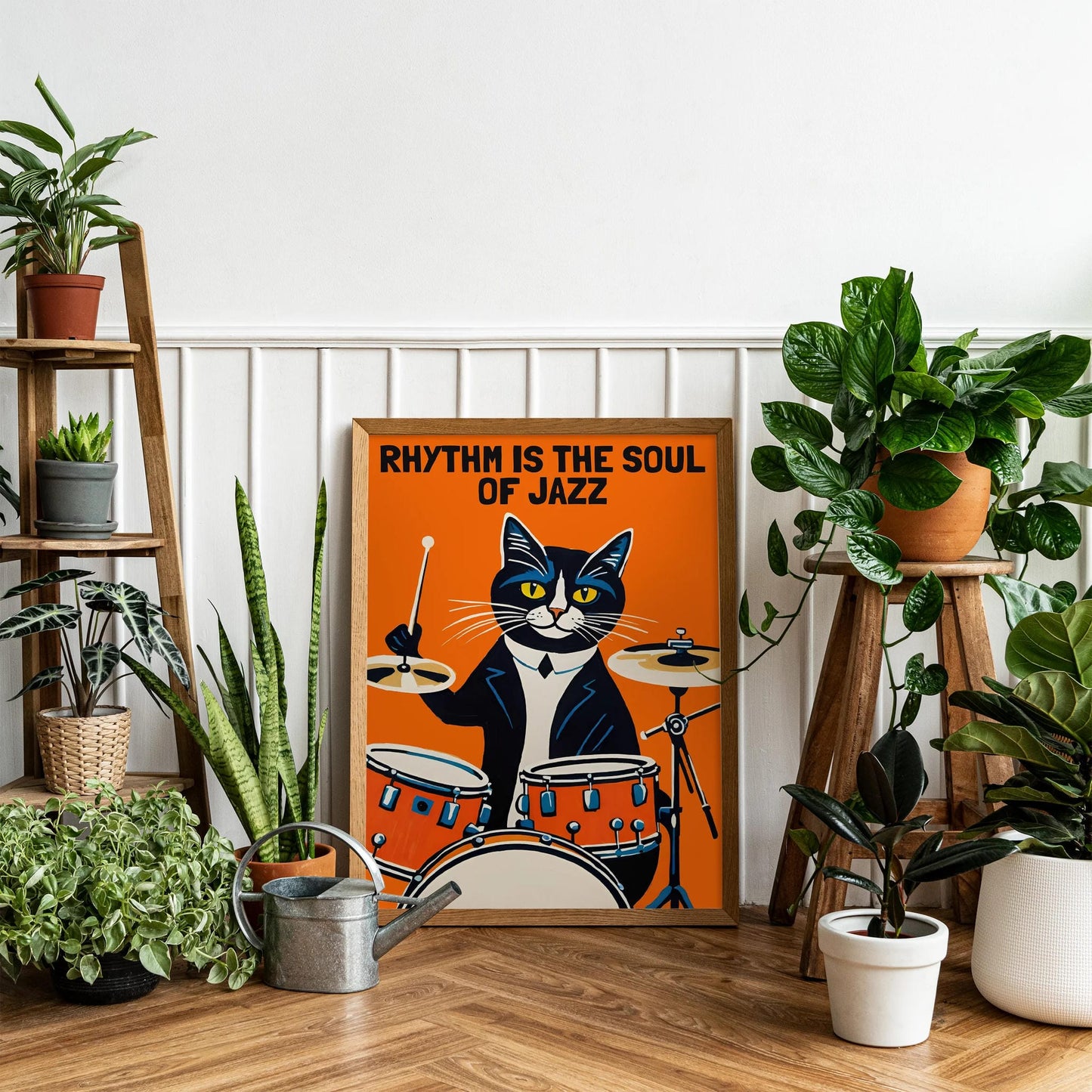 Funky Jazz Cat Drum Kit Poster