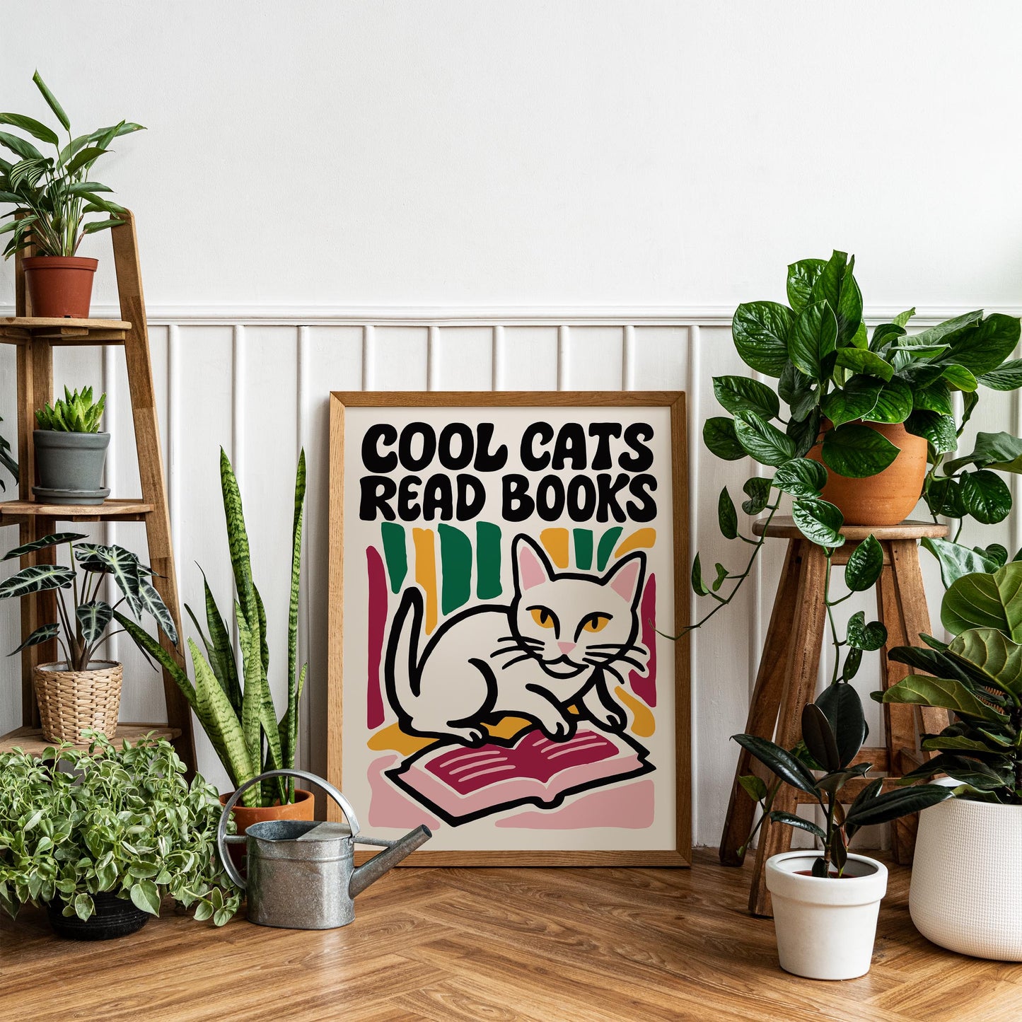 Cool Cats Reading Poster Print
