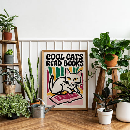 Cool Cats Reading Poster Print