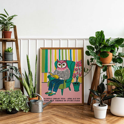 Library Week Owl Poster Print