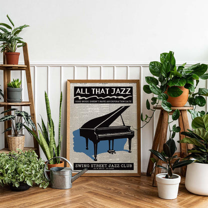 All That Jazz Vintage Piano Poster