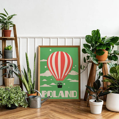 Poland Hot Air Balloon Travel Poster