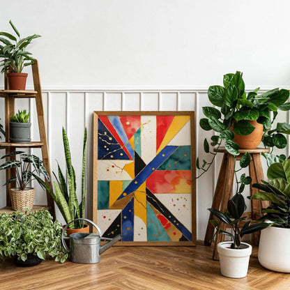 Abstract Geometric Gold Accent Art Print