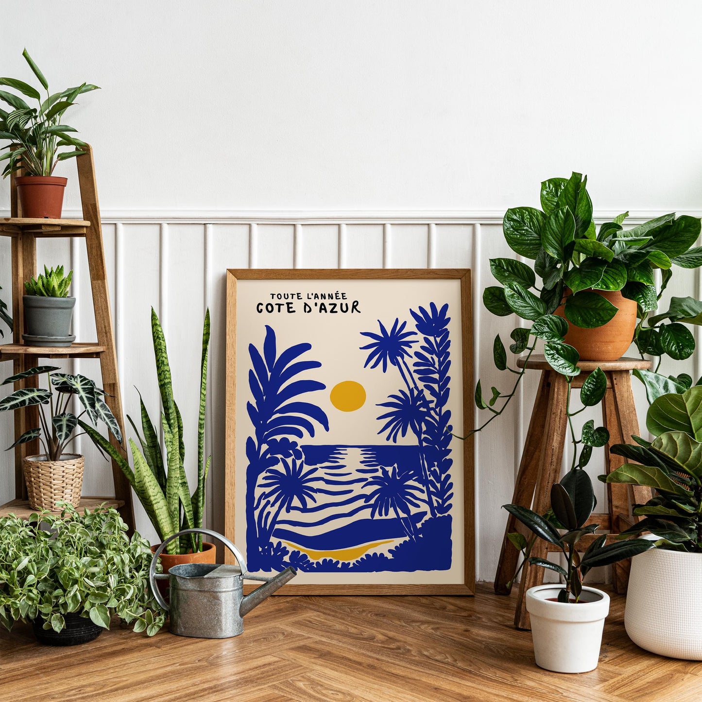 Côte d’Azur Blue Travel Poster – French Riviera Wall Art
