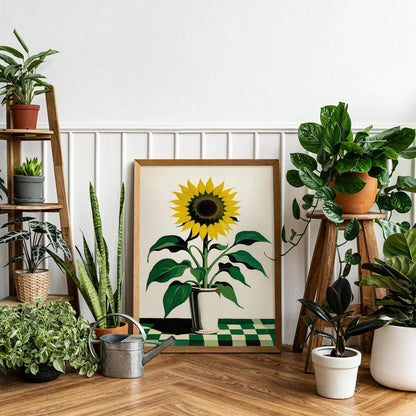 Sunny Sunflower Botanical Art Poster