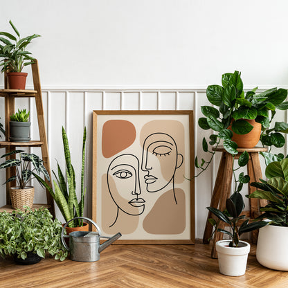 Line Art Couple Print – Minimal Wall Decor