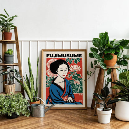 Fujimusume Japanese Geisha Poster