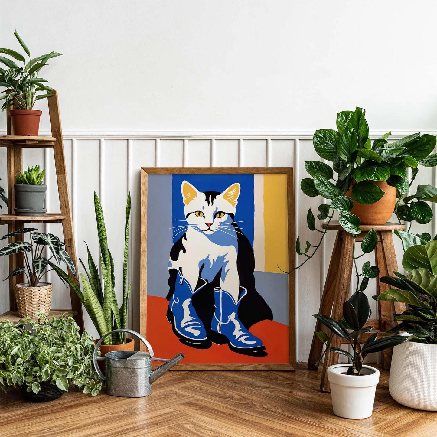 Pop-Art Cat with Boots Wall Print