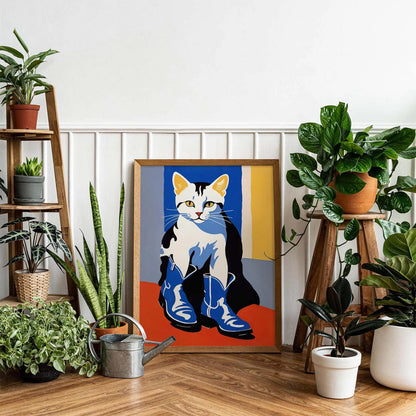 Pop-Art Cat with Boots Wall Print