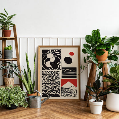 Black Abstract Rustic Cut Outs Art Print