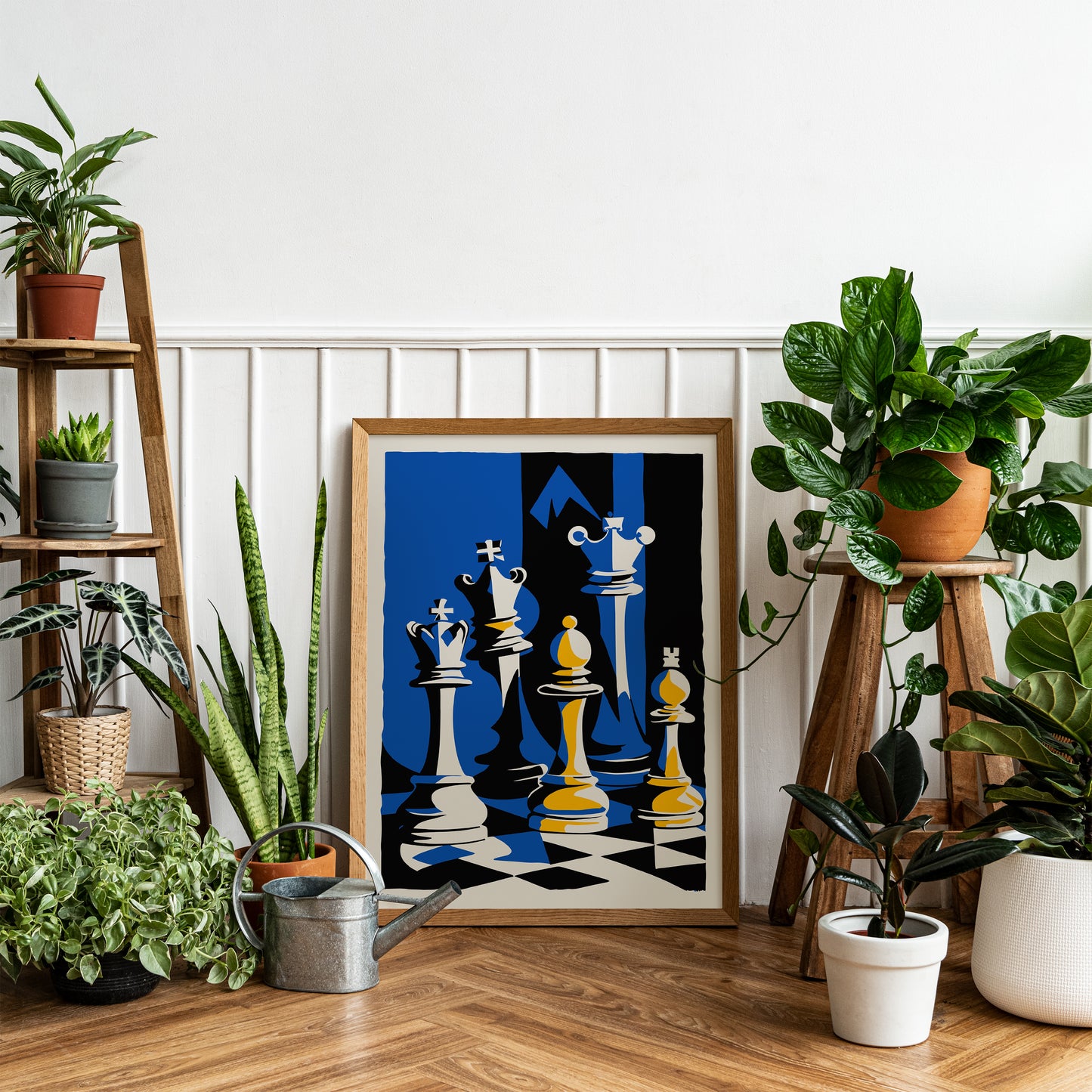 Blue & Yellow Chess Poster