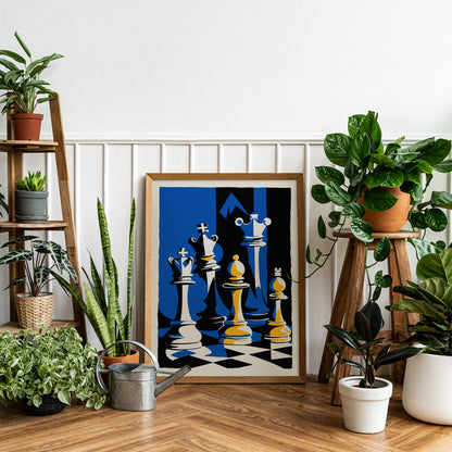 Blue & Yellow Chess Poster