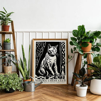 Nerima Chess Club Cat Wall Art Poster