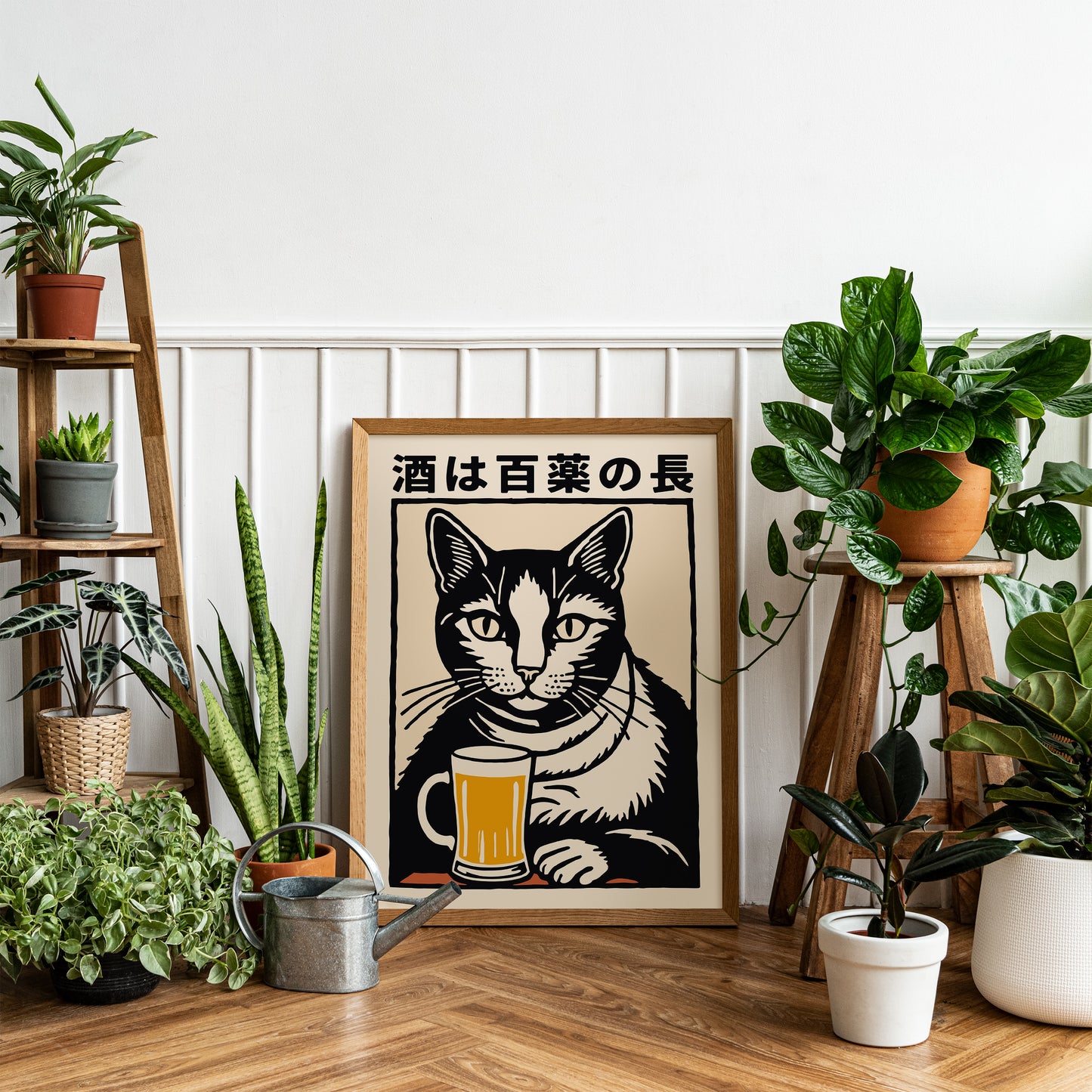 Japanese Beer Cat Poster