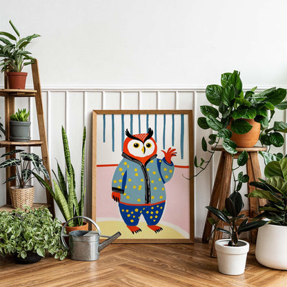 Pajama Owl Kids Room Poster Print