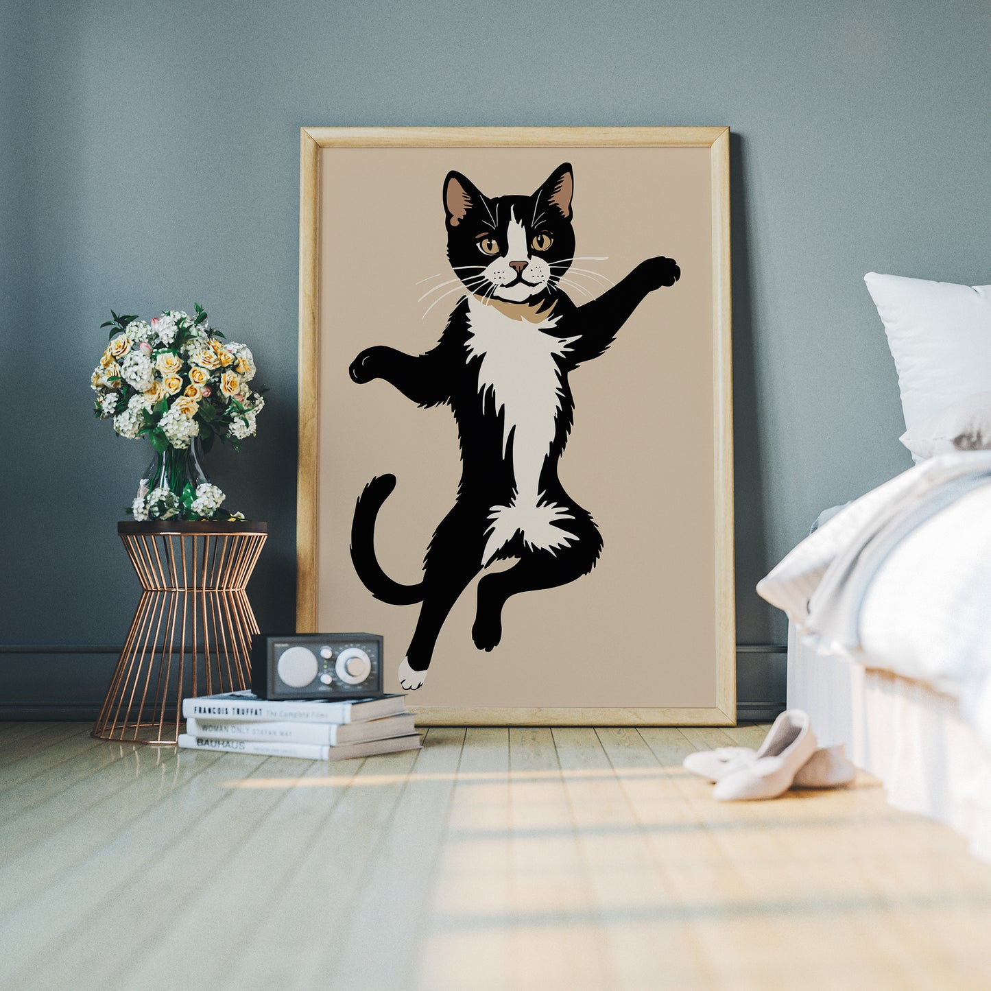 Cute Dancing Cat Wall Art Print
