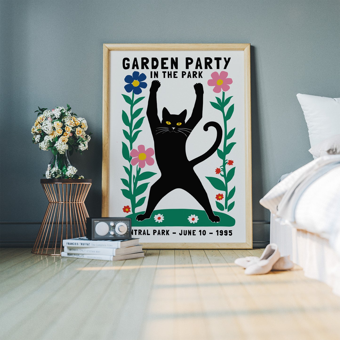 Garden Party 1995 Dancing Cat Poster