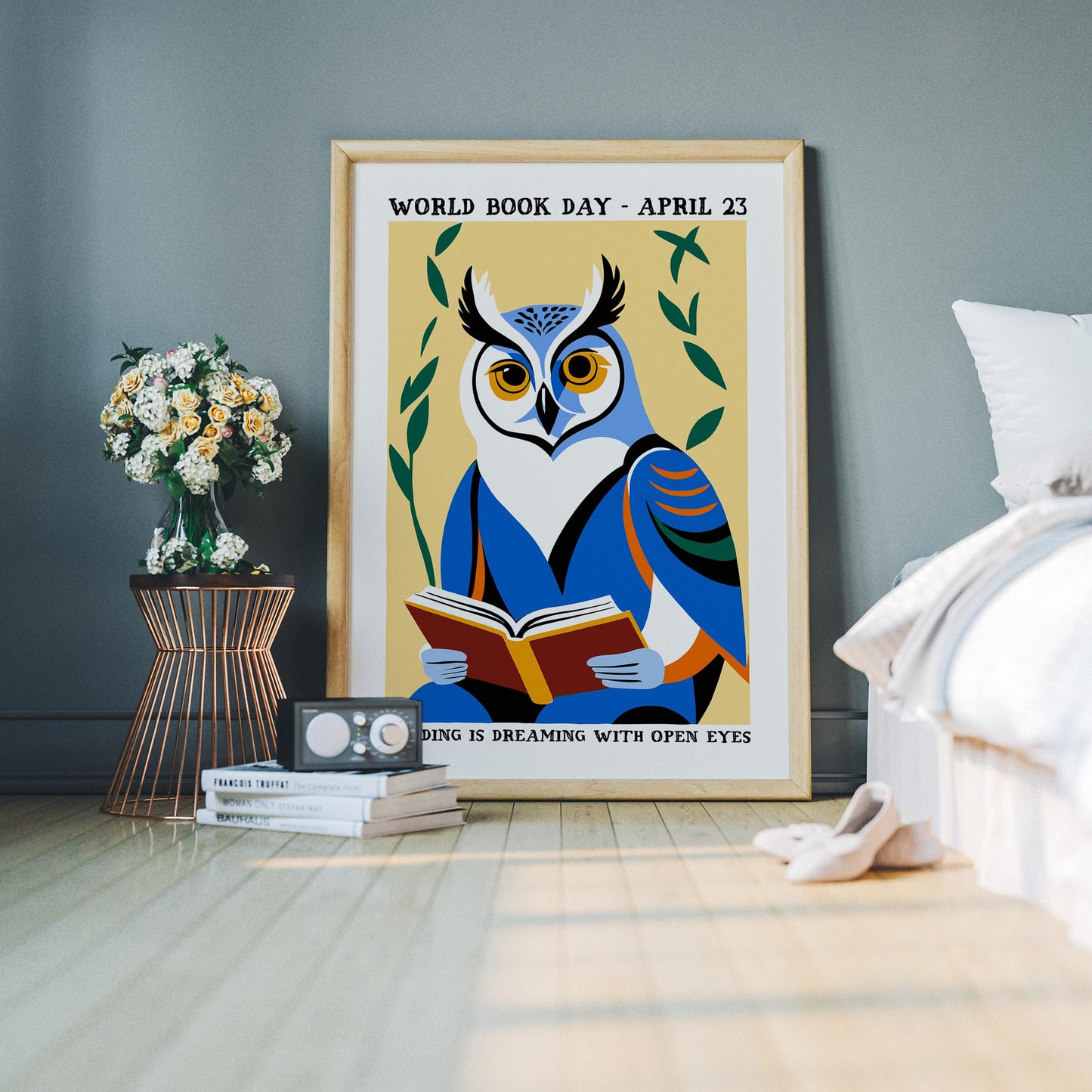 World Book Day Reading Owl Poster Print