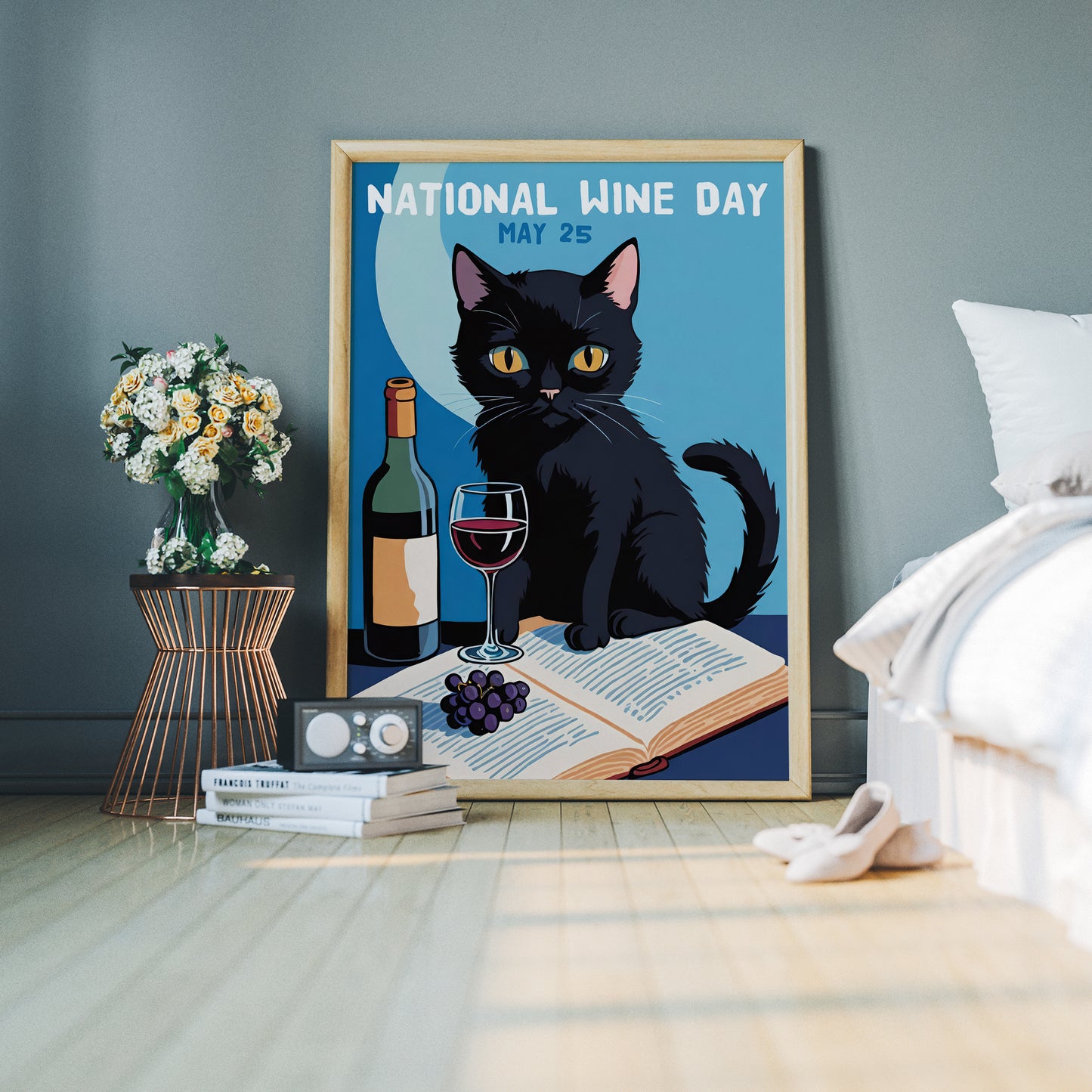 National Wine Day Cat Poster