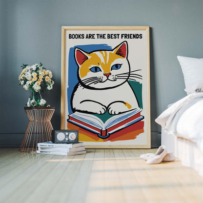Books & Cats Wall Art Print