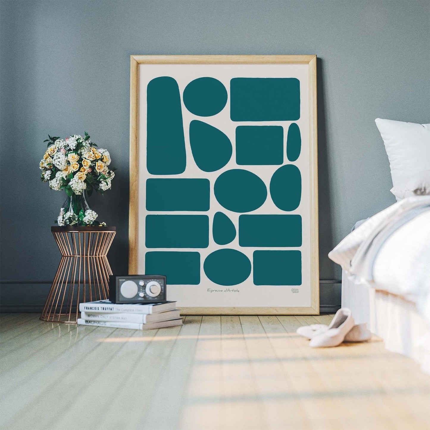 Abstract Teal Form Print