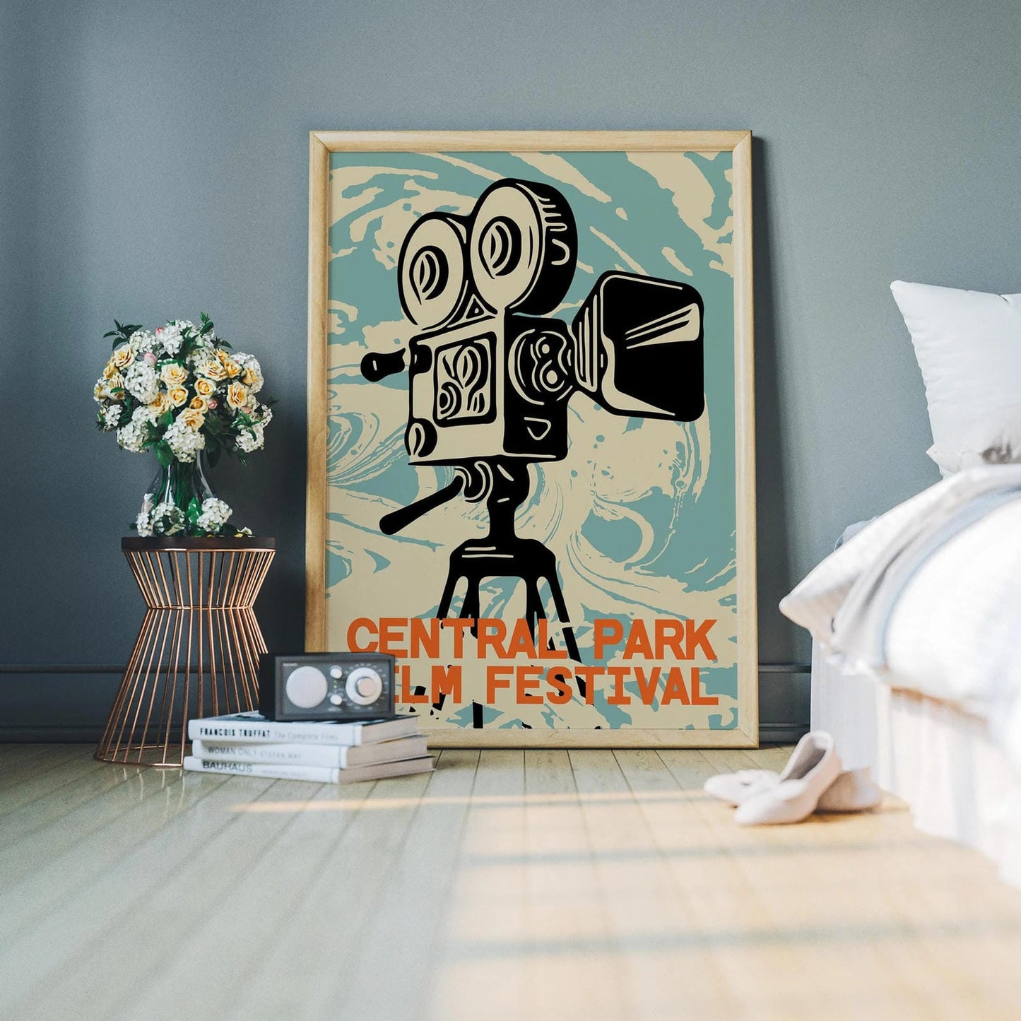 Central Park Film Festival Poster Vintage Camera Art