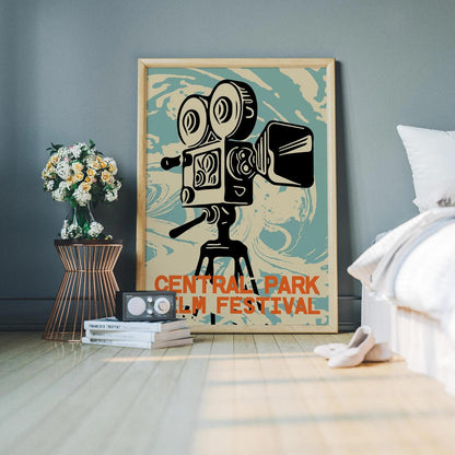 Central Park Film Festival Poster Vintage Camera Art