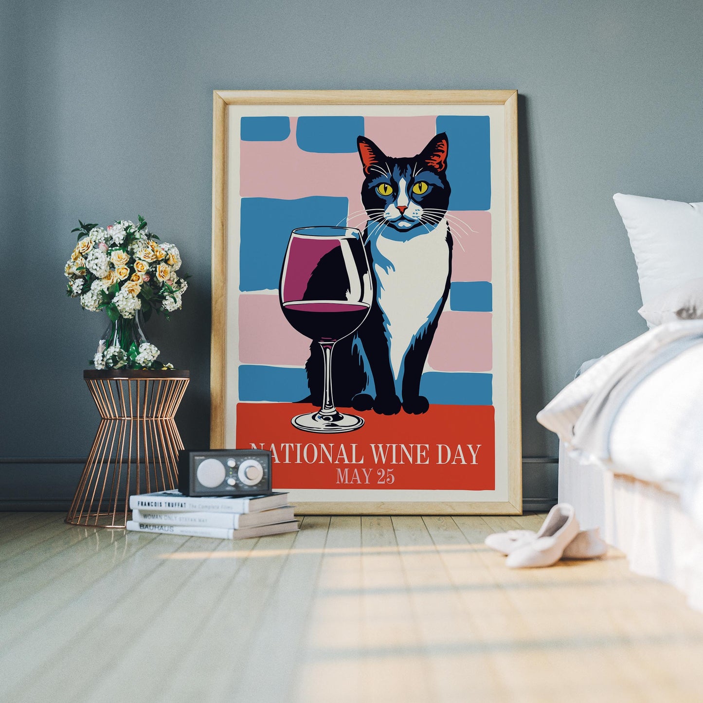 Wine Cat Celebration Poster