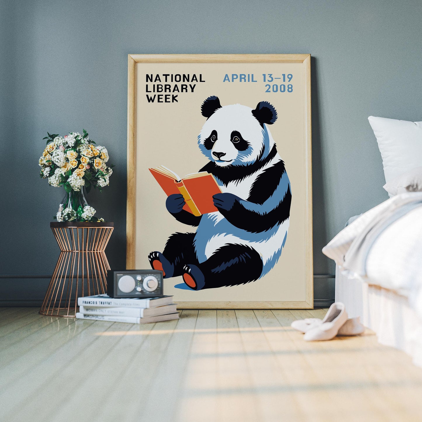 Panda Reading Wall Art Print