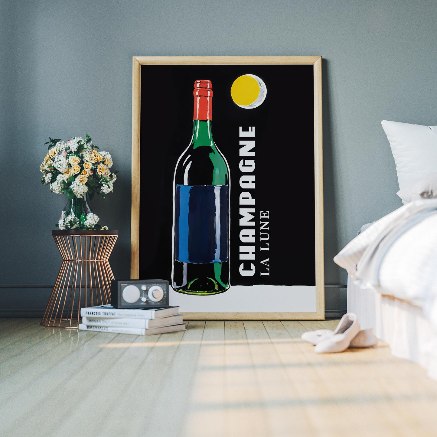 Champagne La Lune Bottle Wall Art Print
