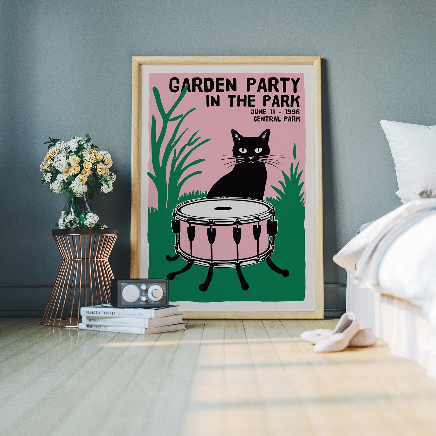 Garden Party in the Park 1996 Cat Drum Poster