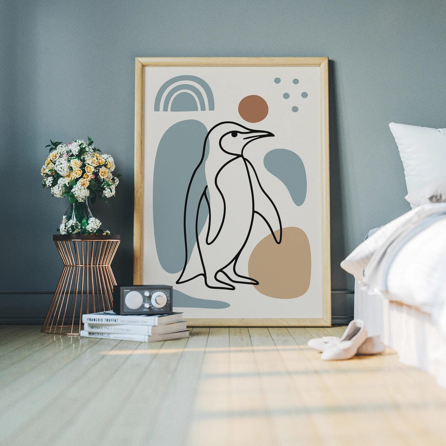 Penguin Line Art Print – Minimal Aesthetic Wall Decor