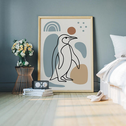 Penguin Line Art Print – Minimal Aesthetic Wall Decor