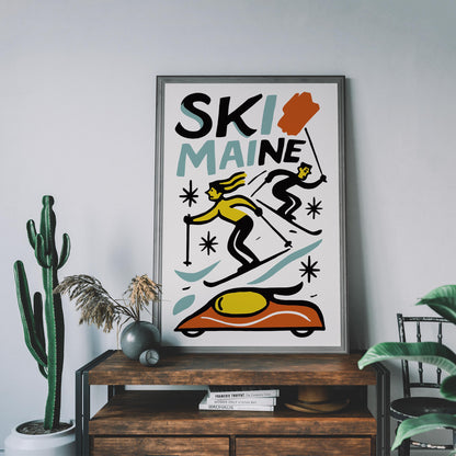 Ski Maine Retro Poster
