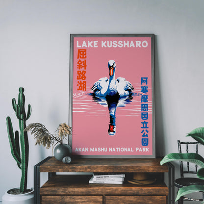 Lake Kussharo Swan Travel Poster