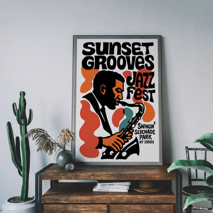 Sunset Grooves Jazz Poster