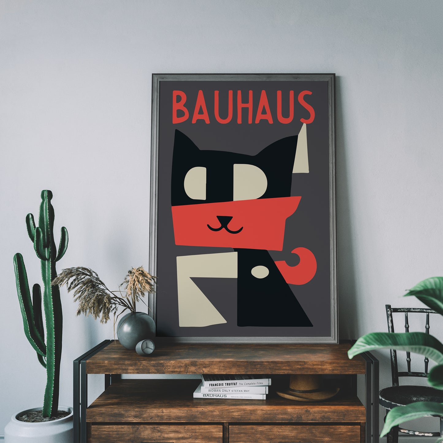 Bauhaus Cat Retro Poster