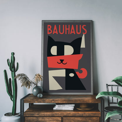 Bauhaus Cat Retro Poster