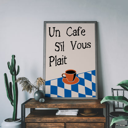 French Coffee Quote Poster