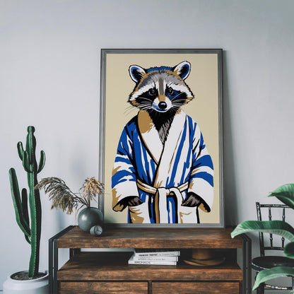 Raccoon Japanese Robe Wall Print