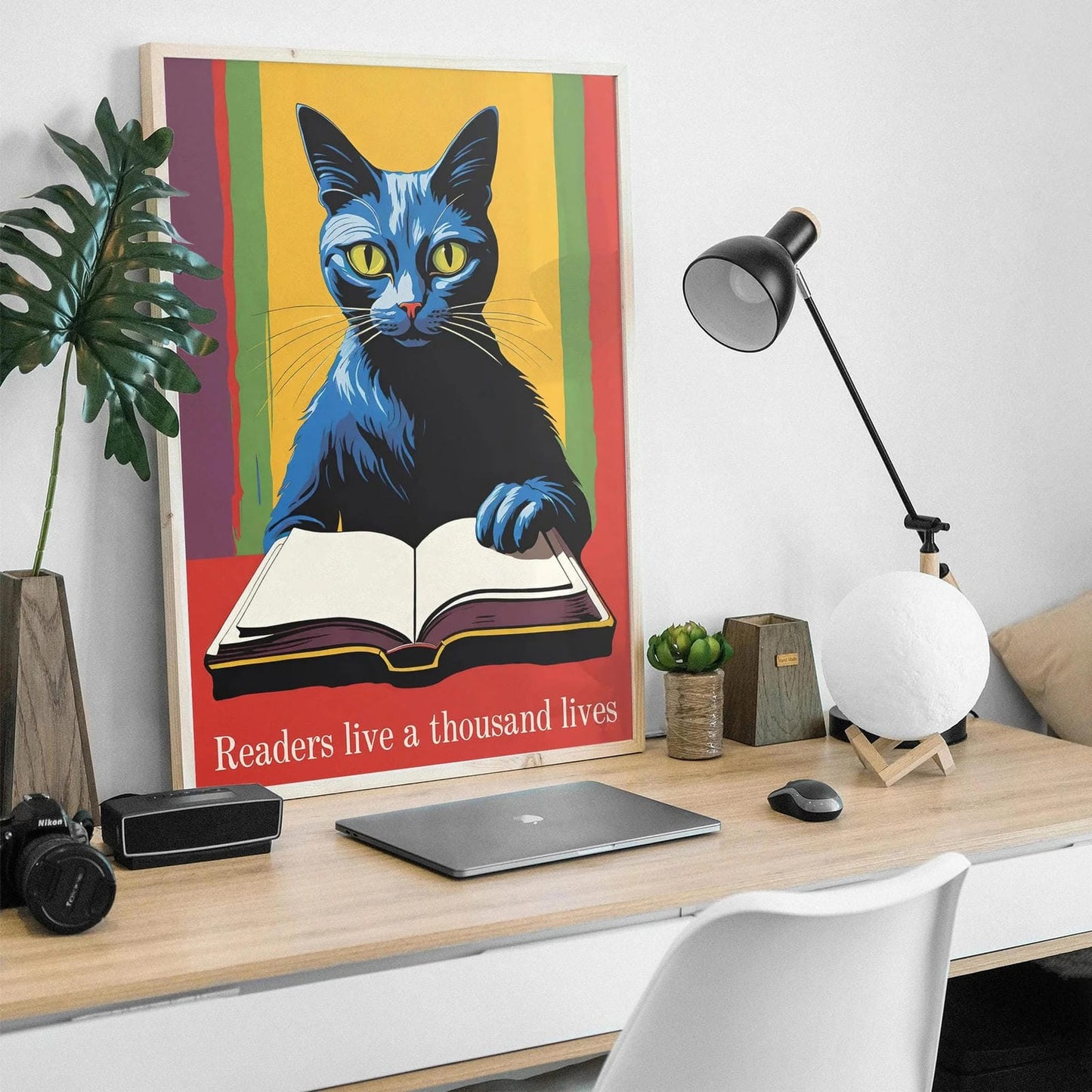 Cat & Book Motivational Art Print