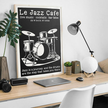 Le Jazz Cafe Black and White Poster