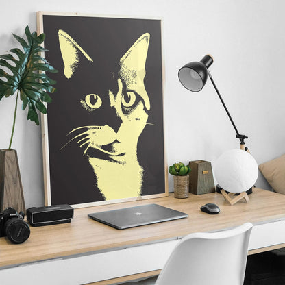 The Shadow - Cat Linocut Poster