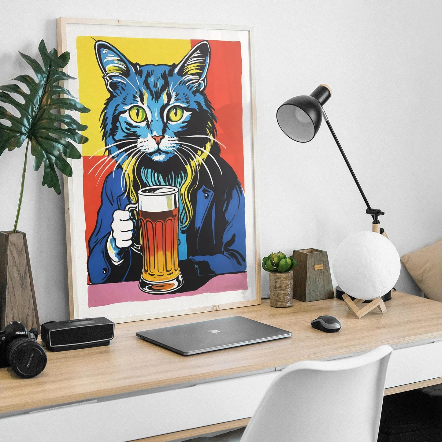 Fancy Cat Drinking Beer Poster