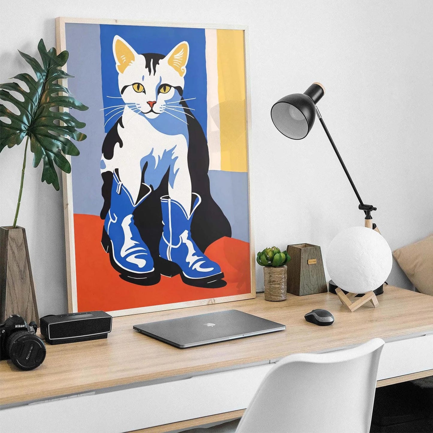 Pop-Art Cat with Boots Wall Print