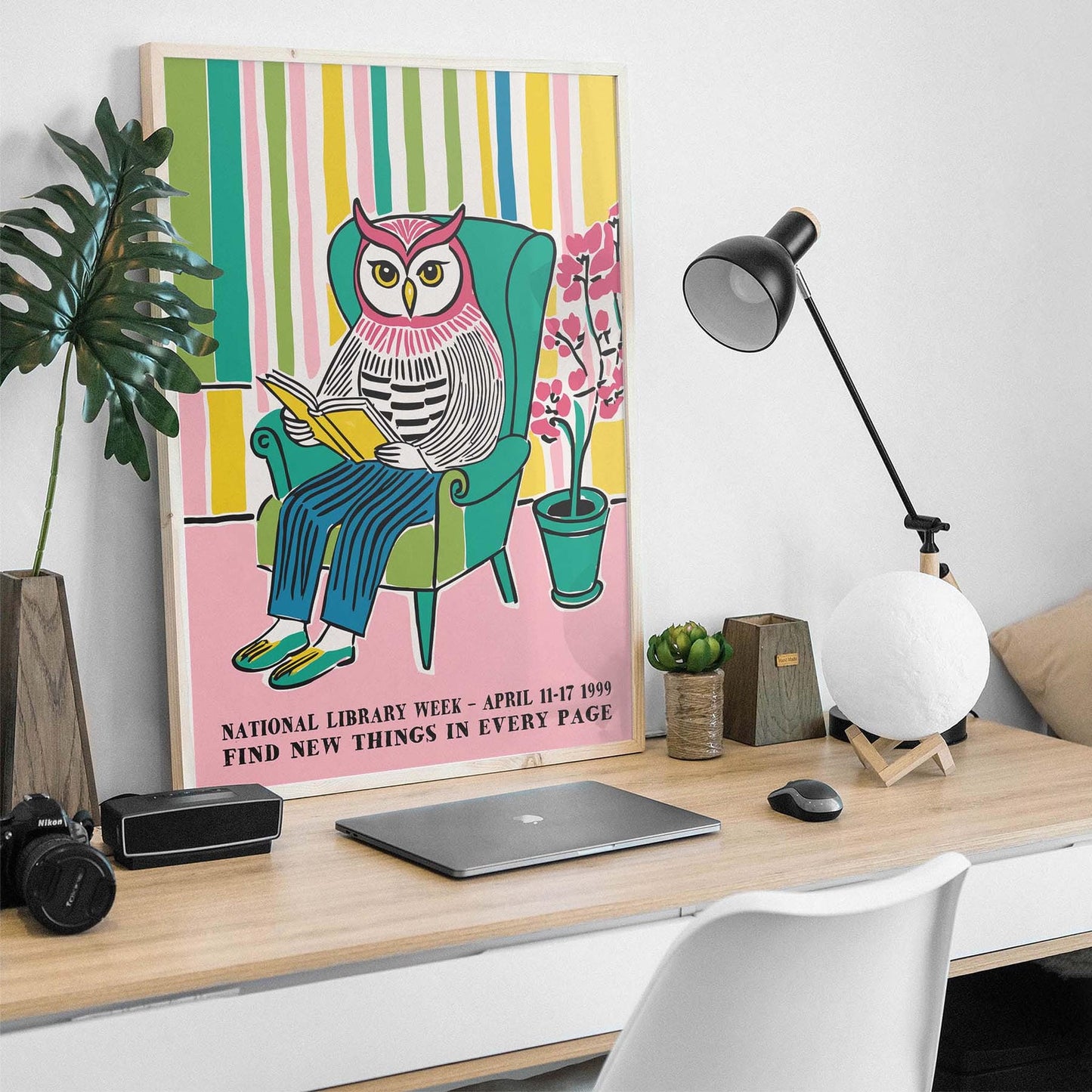 Library Week Owl Poster Print