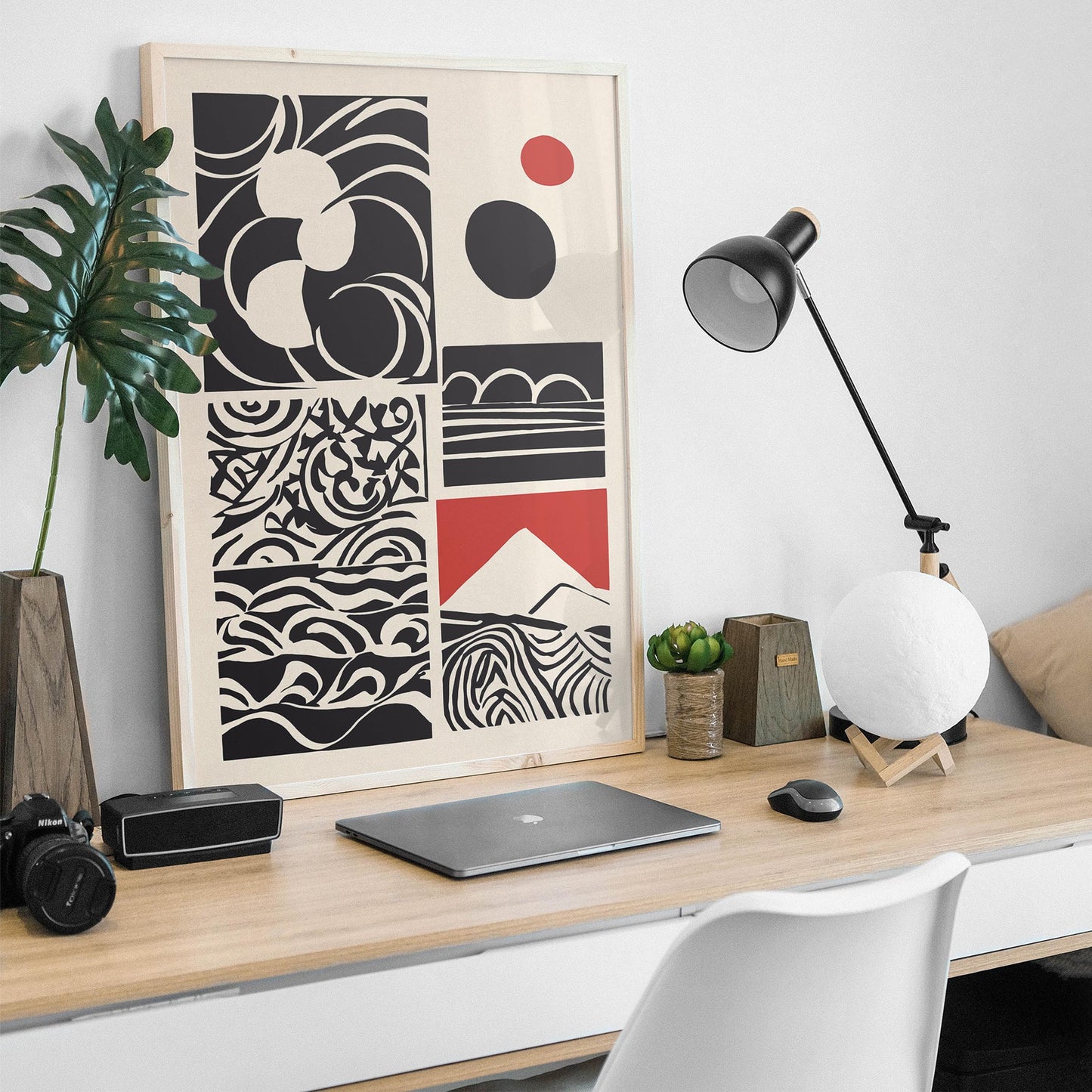 Black Abstract Rustic Cut Outs Art Print