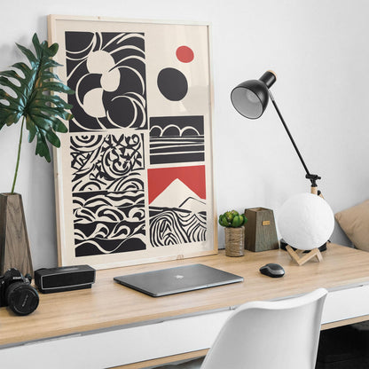 Black Abstract Rustic Cut Outs Art Print