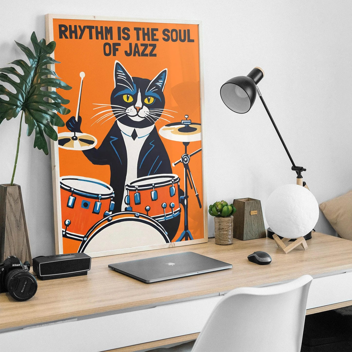 Funky Jazz Cat Drum Kit Poster