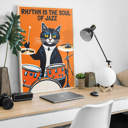 Funky Jazz Cat Drum Kit Poster
